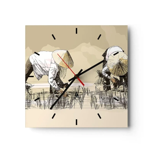 Ceas de perete - Ceas pe sticlă - O recoltă reușită - 40x40 cm