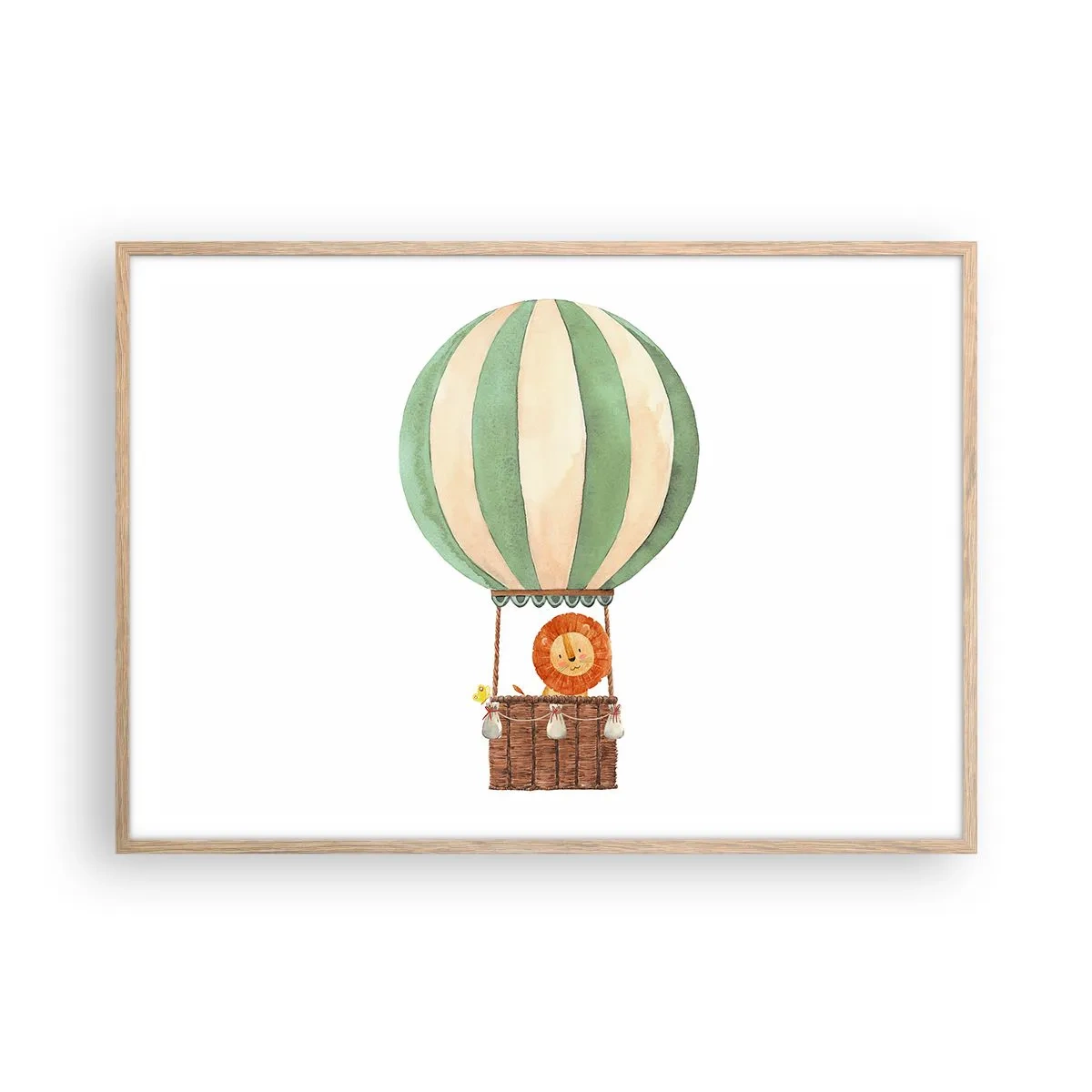 Poster în ramă de stejar deschis - Călătoriile lui Leon - 100x70 cm