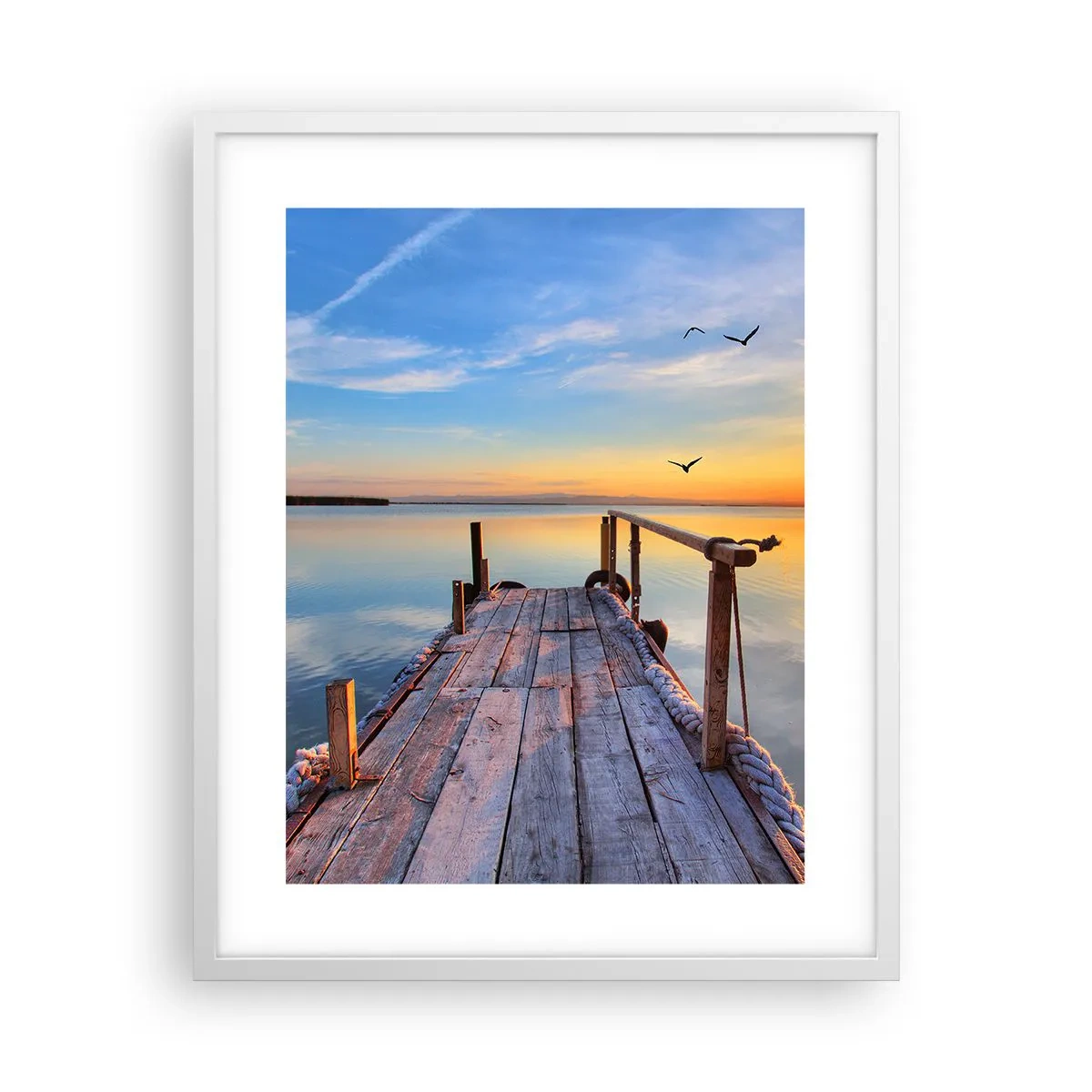 Poster în ramă albă - Mergând înainte spre soare - 40x50 cm