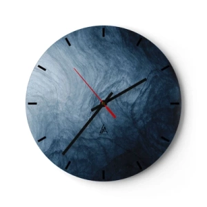 Ceas de perete - Ceas pe sticlă - Textură abstractă, albastru închis, saturată intens - 30x30cm - În adâncuri - Decorațiune modernă pentru perete pentru living, bucătărie și dormitor ARTTOR