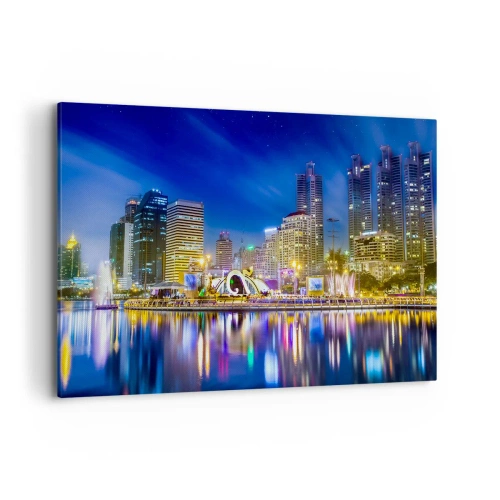 Tablou pe pânză - Noaptea de curcubeu a metropolei - 120x80 cm