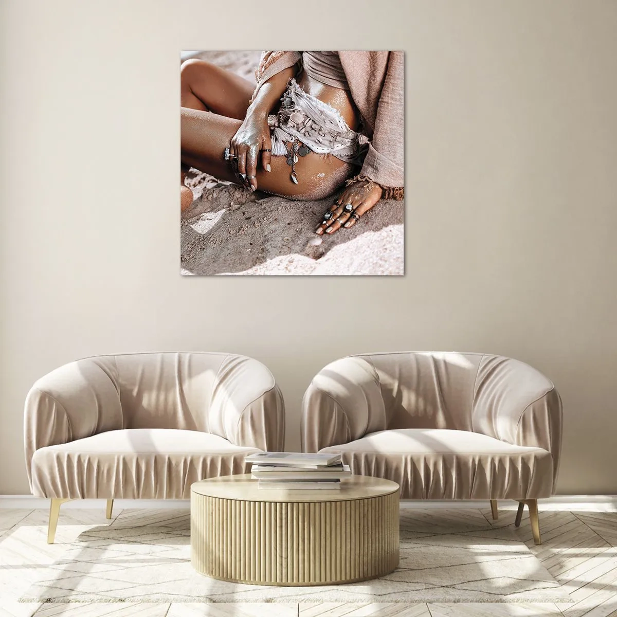 Tablou pe sticlă - Aruncată de valuri? - 70x70 cm