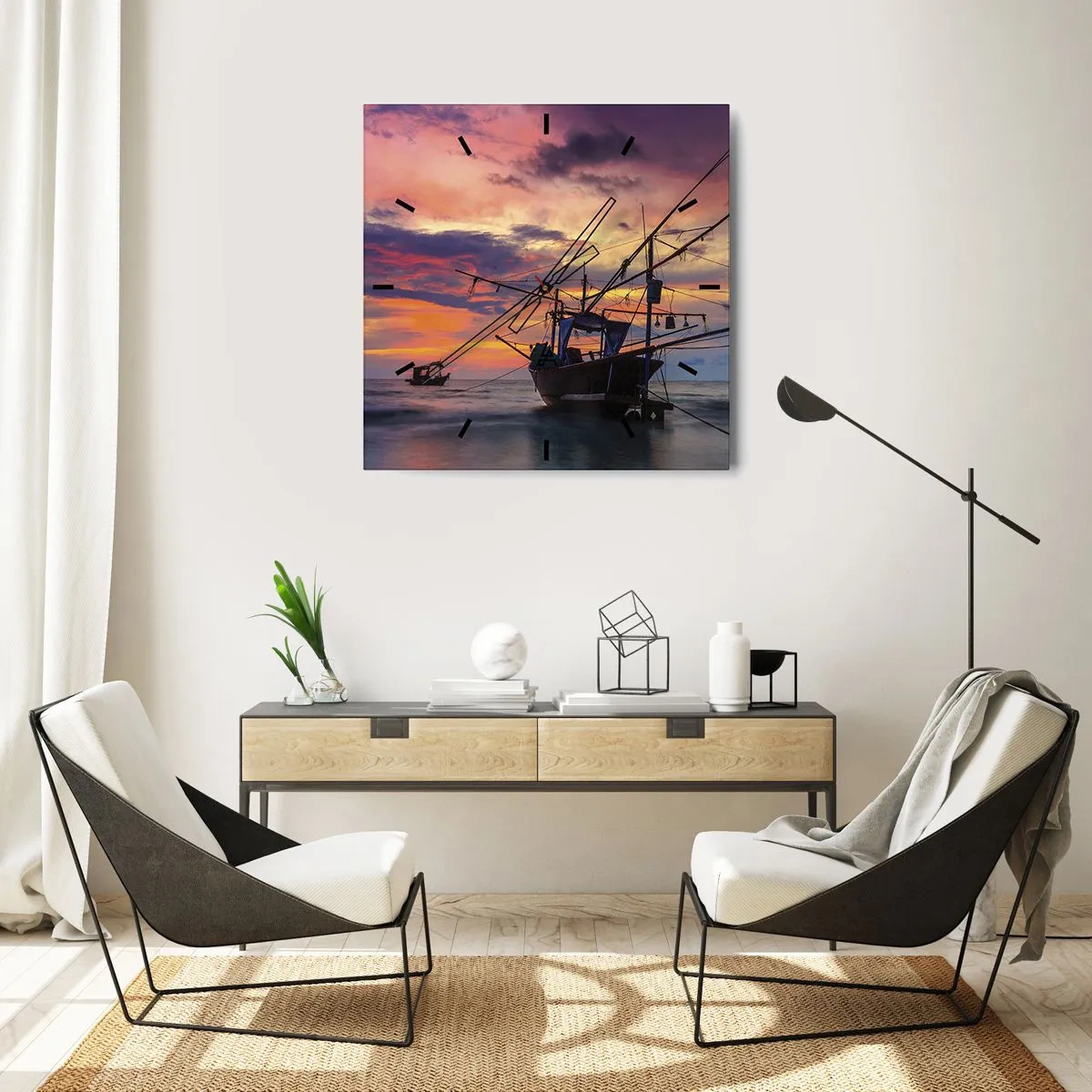 Ceas de perete - Ceas pe sticlă - O seară exotică - 40x40 cm