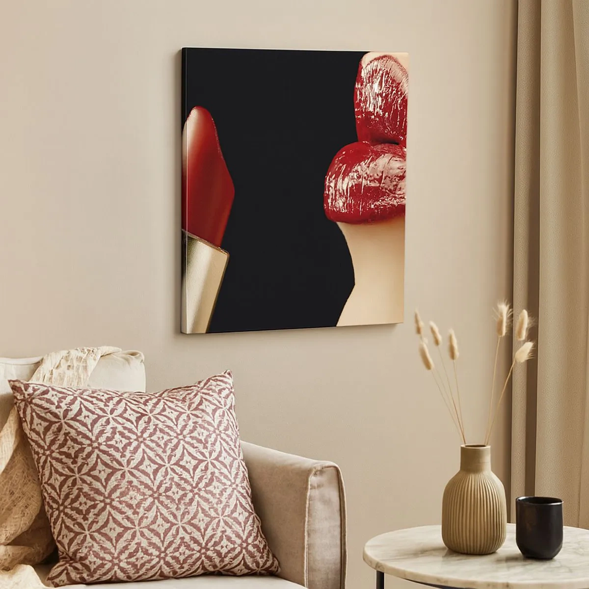Tablou pe pânză - Senzualitatea și strălucirea carminului - 30x30 cm
