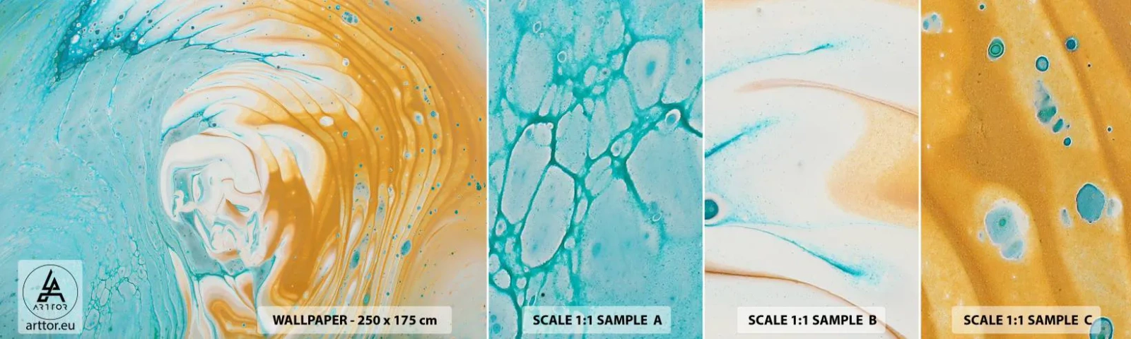 Mostră tapet autocolant Deluxe Sticker - Vârtej de pastel - Abstracția, Bucată, Artă Modernă - 100x30 cm