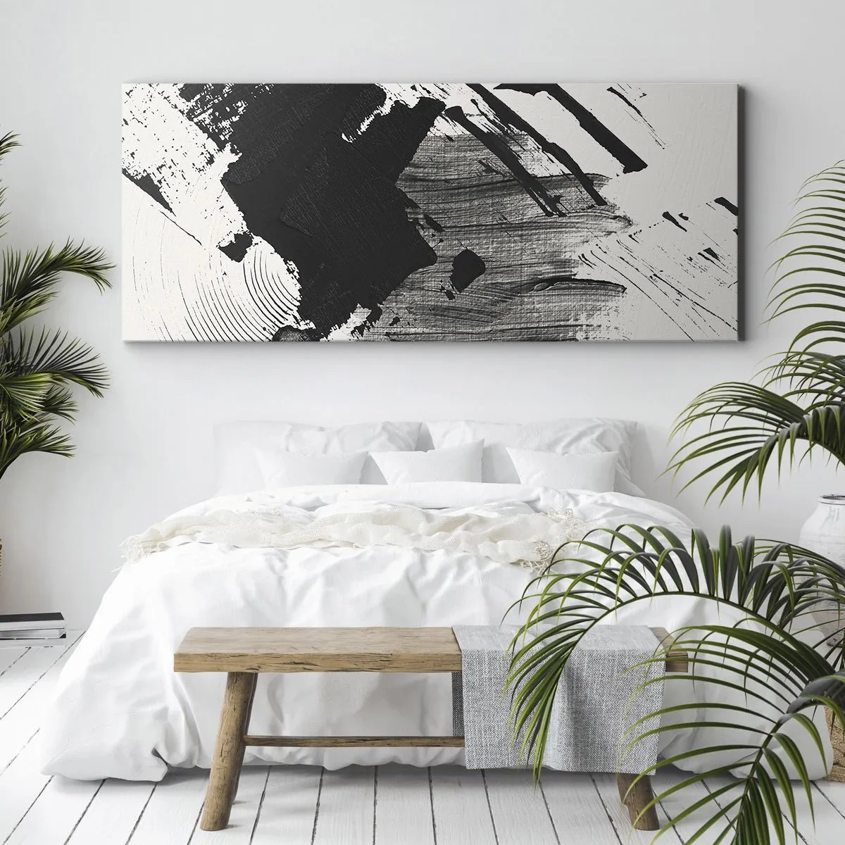 Tablou pe pânză - Abstracție - expresie de negru - 100x40 cm