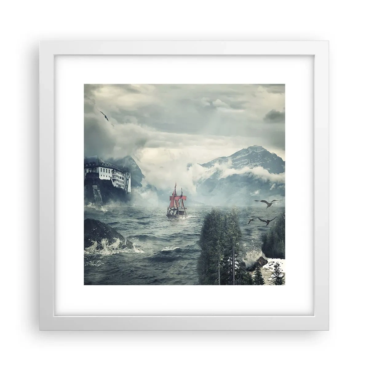 Poster în ramă albă - Pe ape magice - 30x30 cm