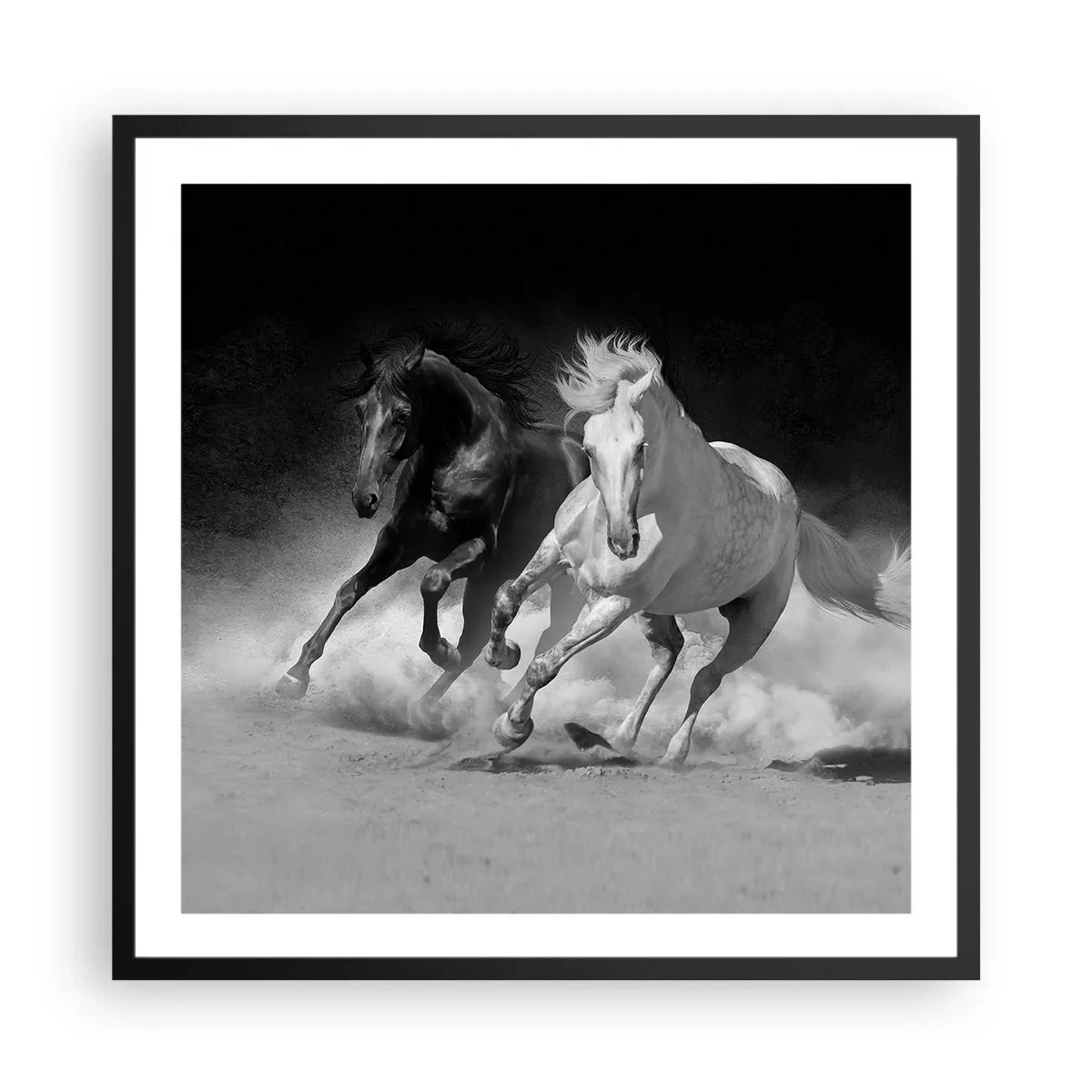 Poster în ramă neagră - Galopul libertății - 60x60 cm