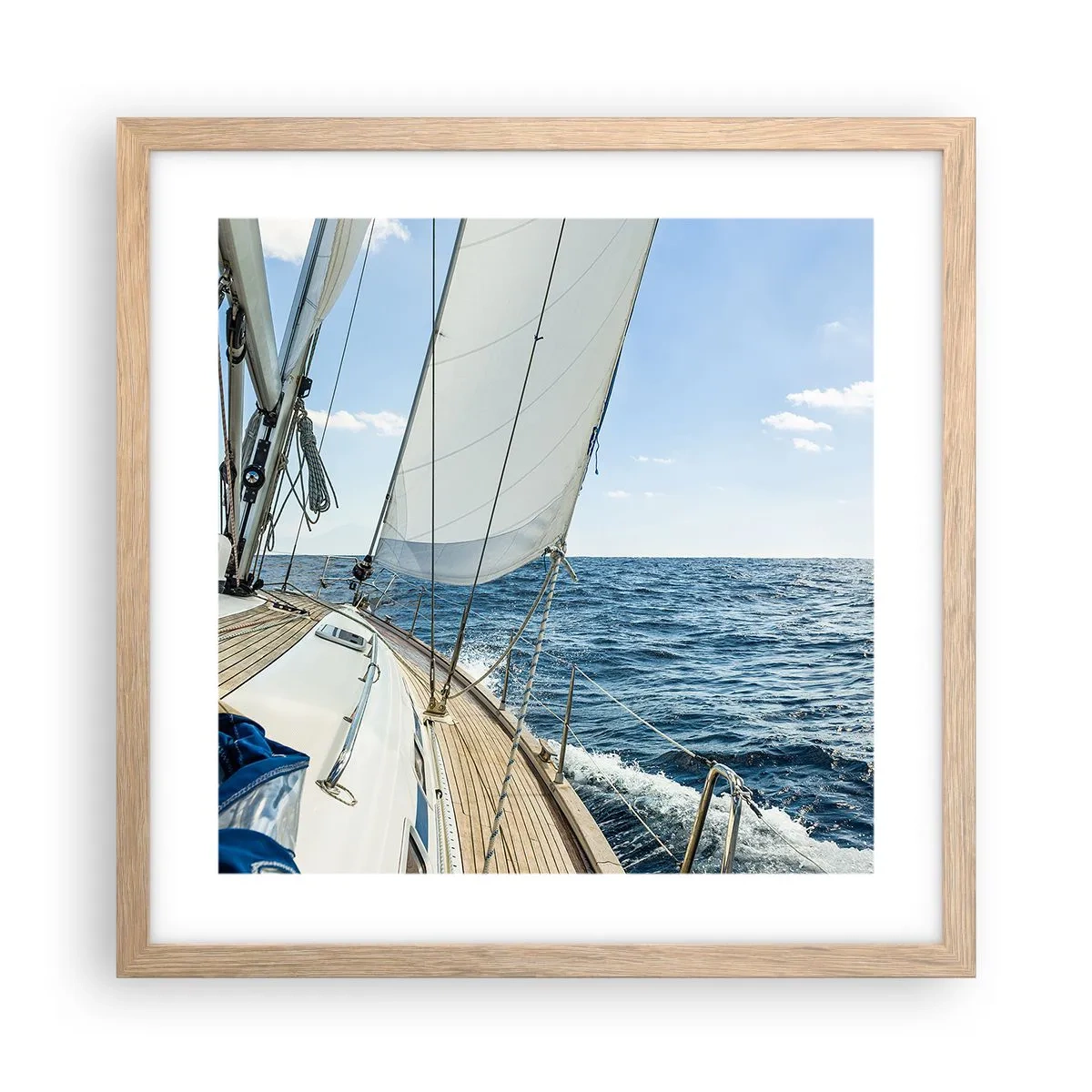 Poster în ramă de stejar deschis - Ahoy aventura - 40x40 cm