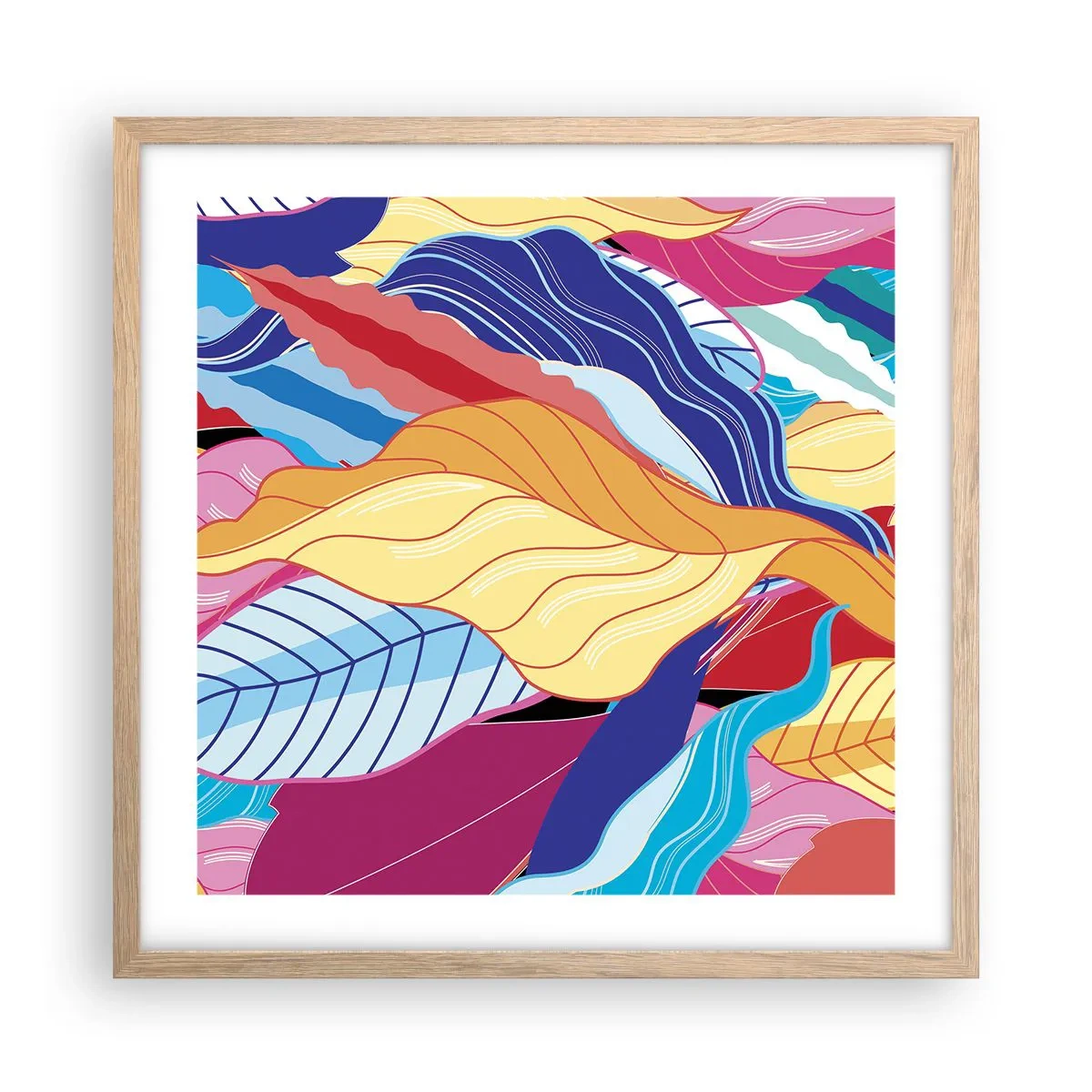 Poster în ramă de stejar deschis - O dezordine colorată - 50x50 cm