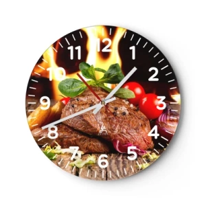 Ceas de perete - Ceas pe sticlă - Înconjurată de ardoare - 30x30 cm