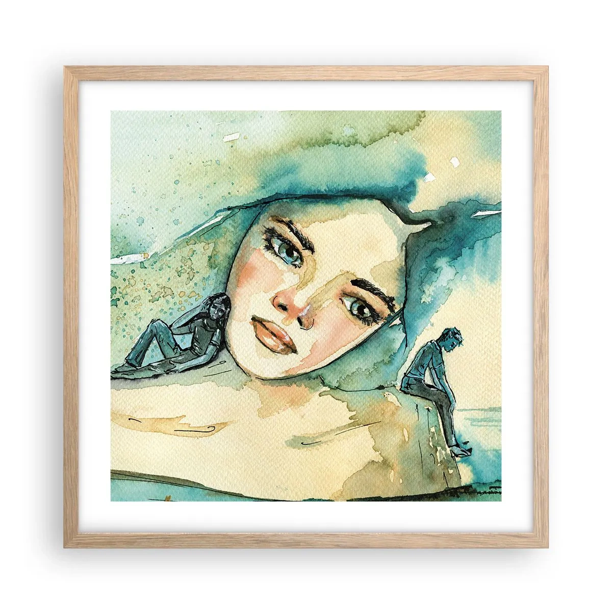 Poster în ramă de stejar deschis - Am I blue? - 50x50 cm