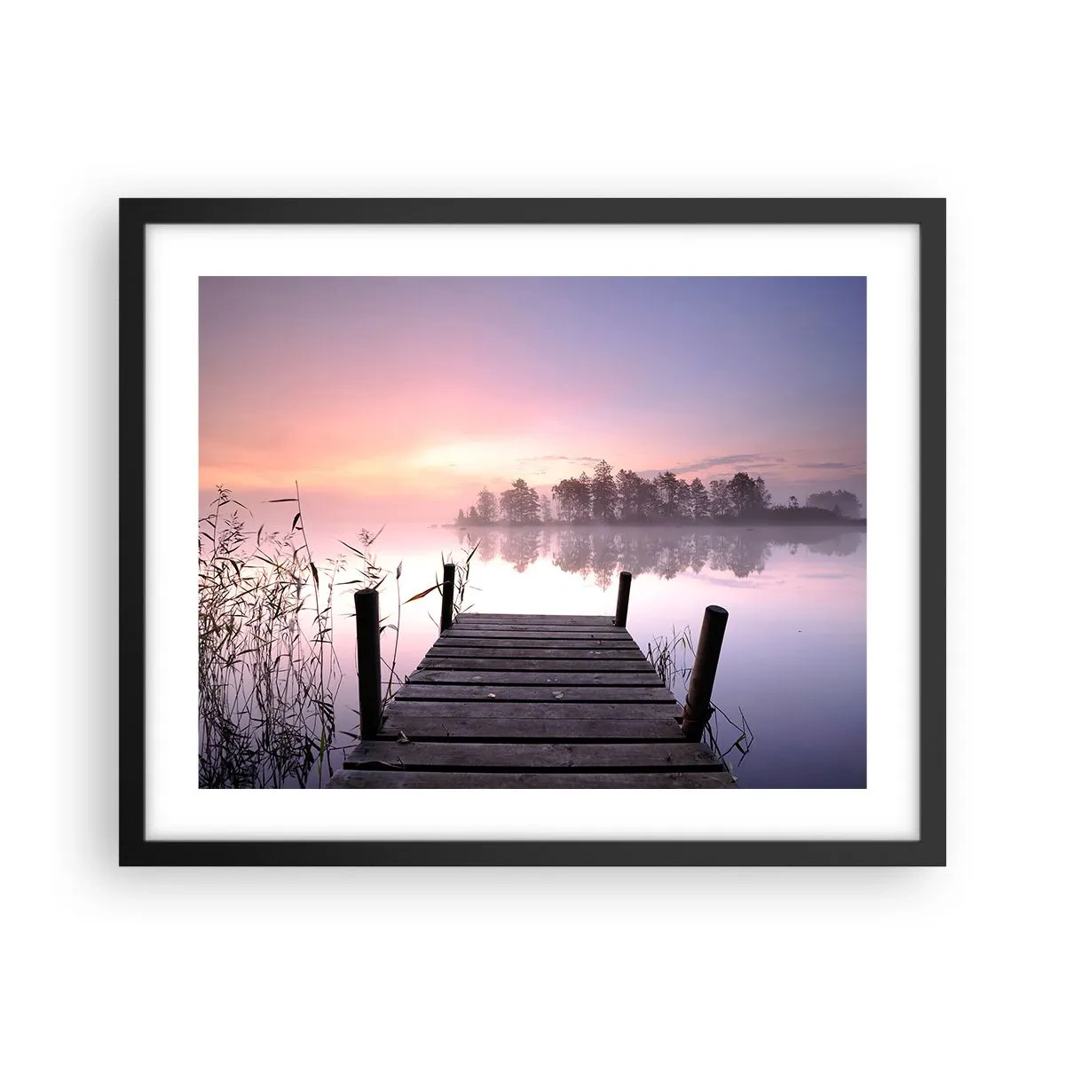 Poster în ramă neagră - Din ceața de liliac... - 50x40 cm
