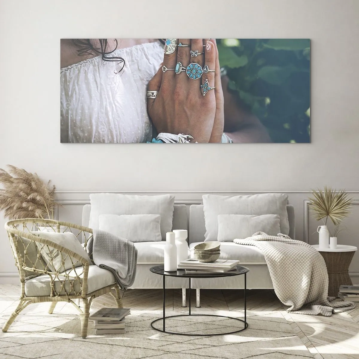 Tablou pe sticlă - Bine ați venit în centrul ființei - 90x30 cm