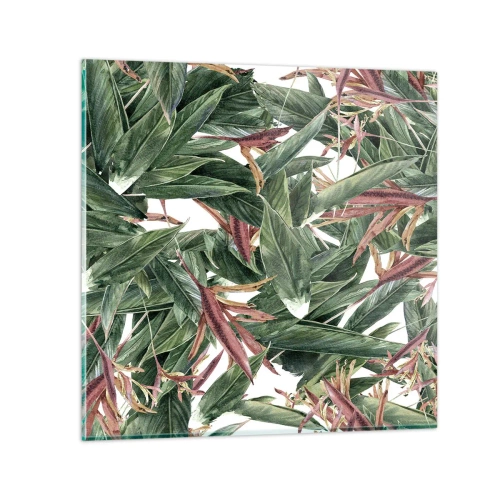 Tablou pe sticlă - Tufișuri de smarald și liliac - 50x50 cm