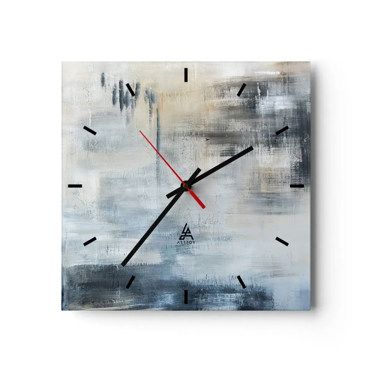Ceas de perete - Ceas pe sticlă - În spatele unui voal albastru - 30x30 cm