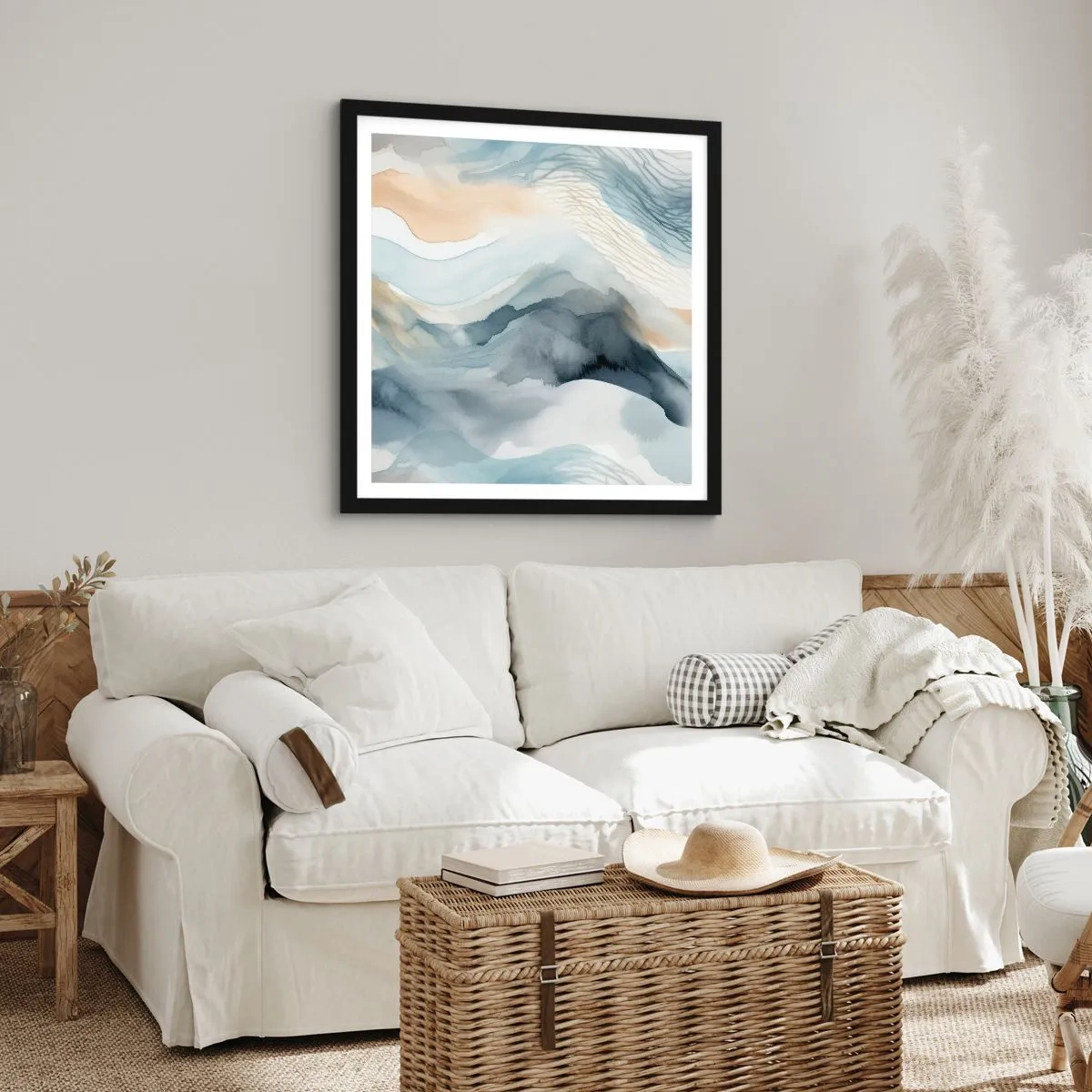 Poster în ramă neagră - Abstracție de zăpadă și ceață - 30x30 cm