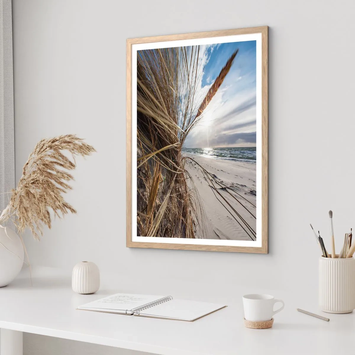 Poster în ramă de stejar deschis - O întâlnire a elementelor - 50x70 cm