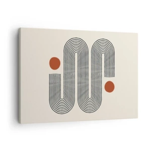 Tablou pe pânză Canvas - Model geometric cu linii și cercuri portocalii - 70x50cm - De la început până la sfârșit - Decorațiune modernă pentru perete pentru living și dormitor ARTTOR