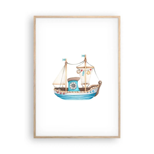 Poster în ramă de stejar deschis - Ahoy aventura! - 70x100 cm