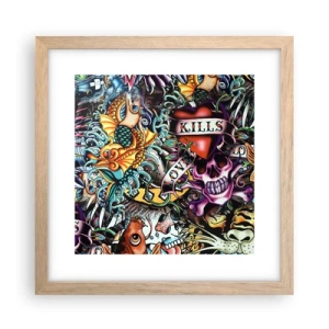 Poster în ramă de stejar deschis - Visul unui artist tatuator - 30x30 cm