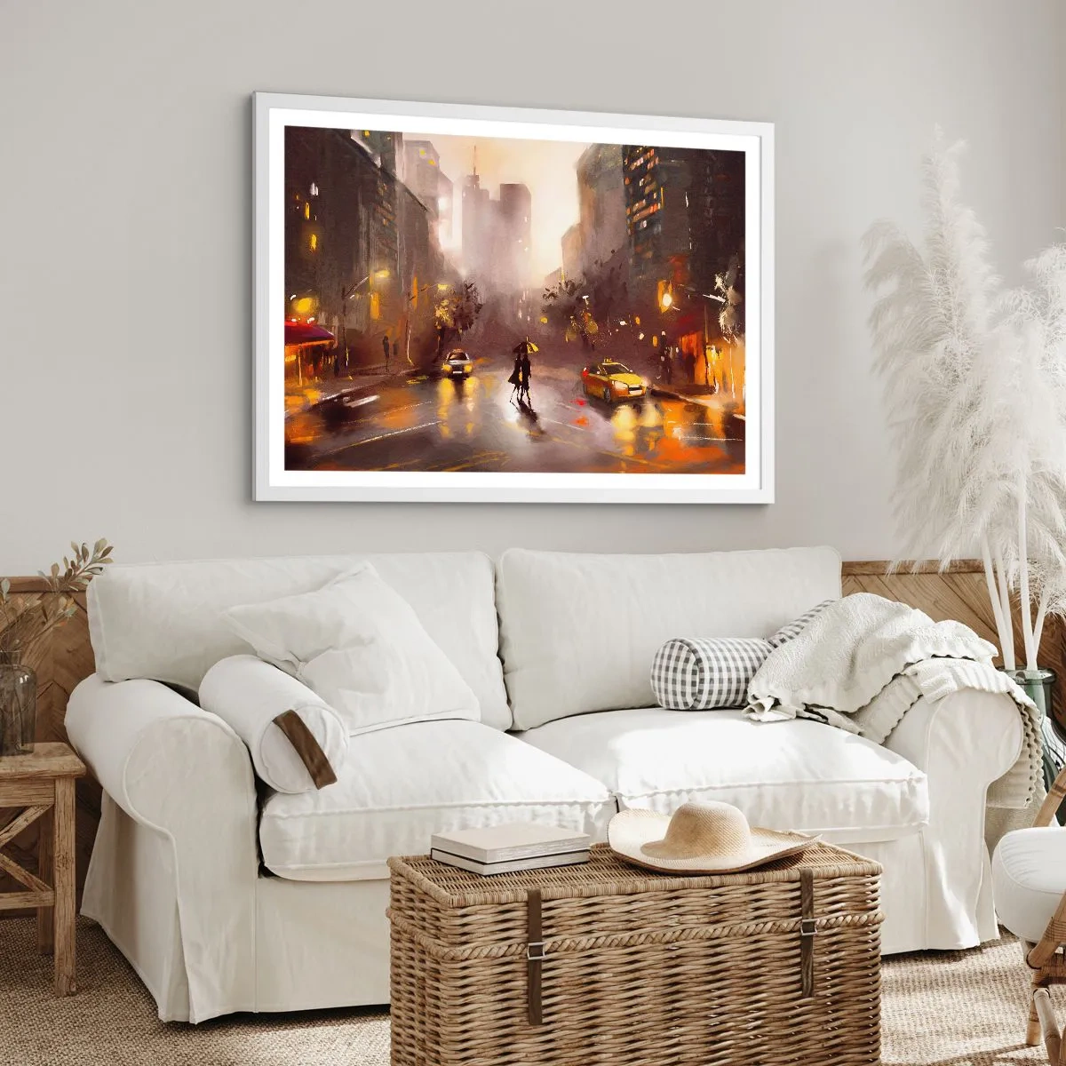 Poster în ramă albă - În luminile New York-ului - 91x61 cm