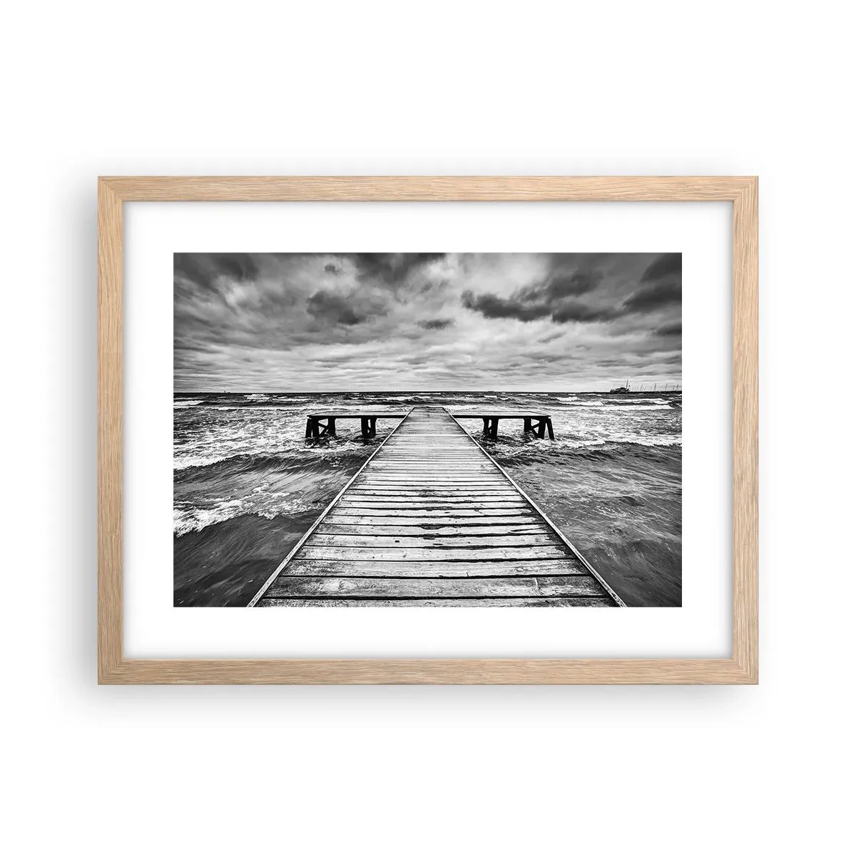 Poster în ramă de stejar deschis - Aștept ca vântul să fugărească... - 40x30 cm