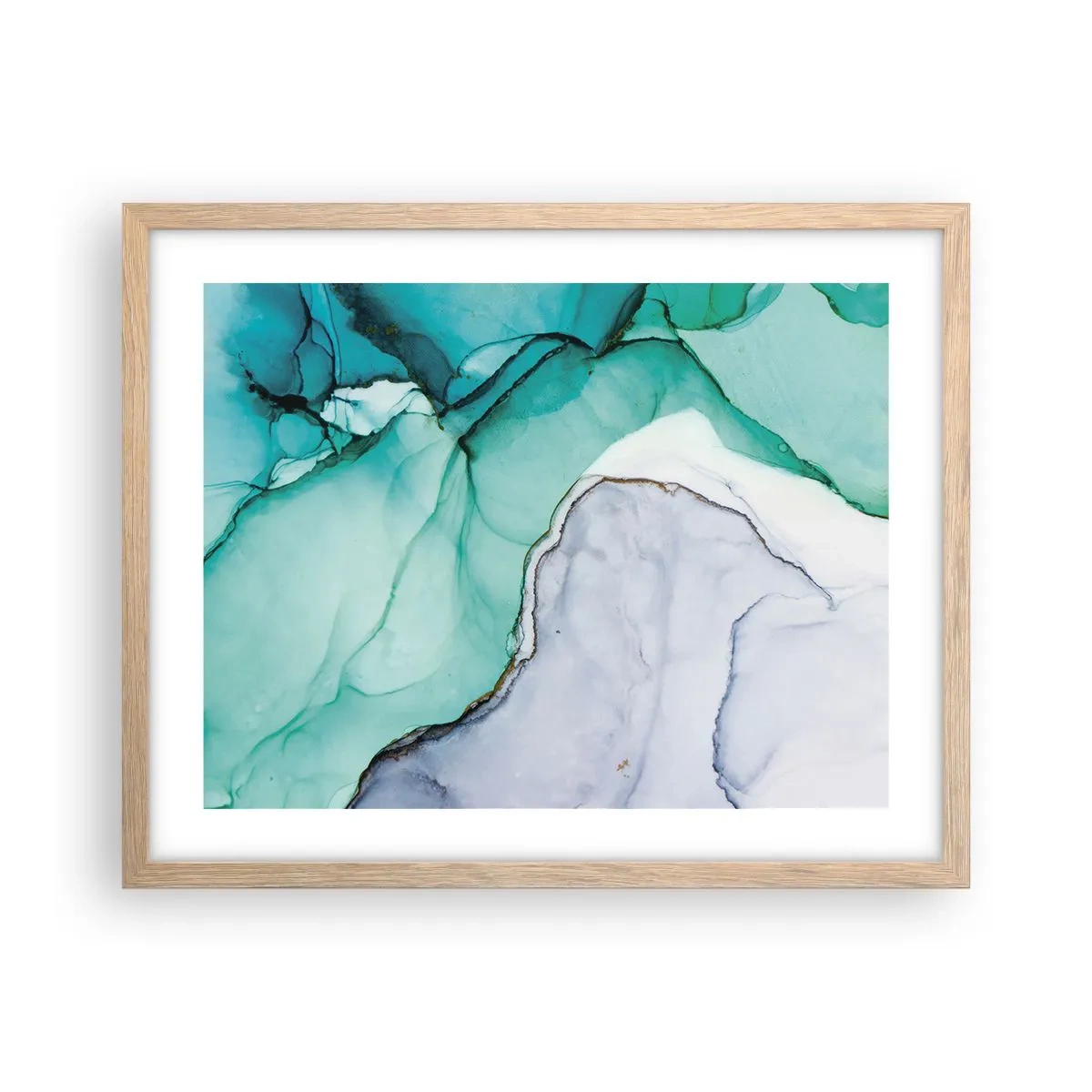 Poster în ramă de stejar deschis - Studiu în turcoaz - 50x40 cm
