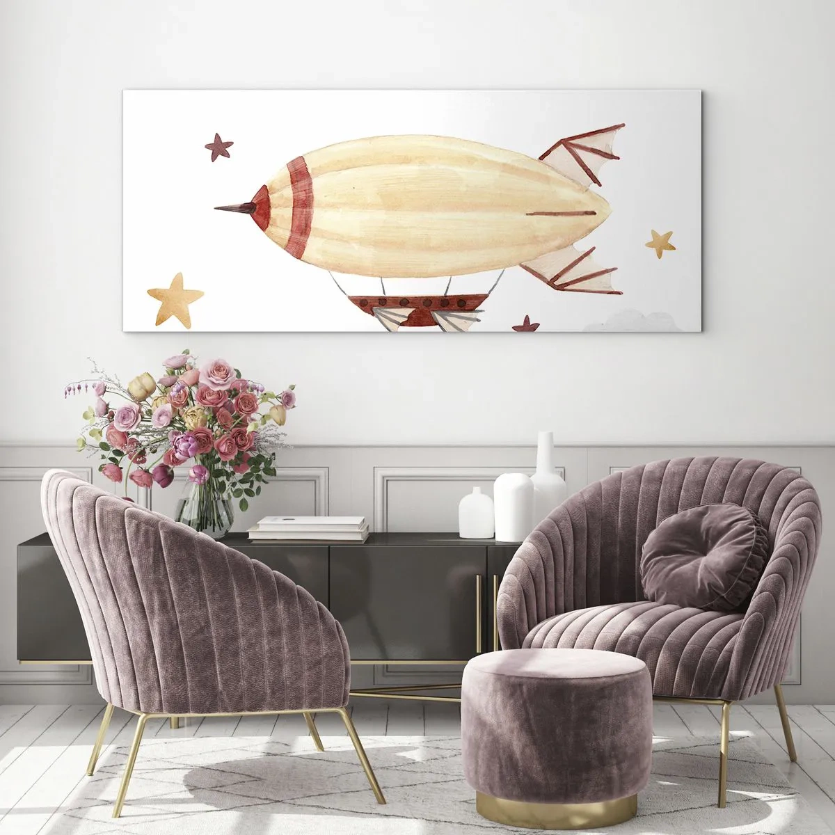 Tablou pe sticlă - Aeronava - 120x50 cm