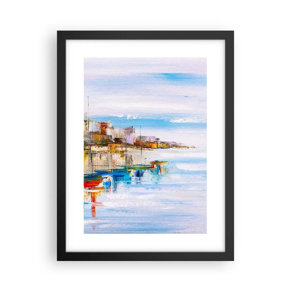 Poster în ramă neagră - Port urban multicolor - 30x40 cm