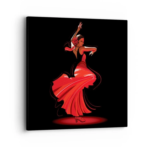 Tablou pe pânză - Spiritul înflăcărat al flamenco-ului - 40x40 cm
