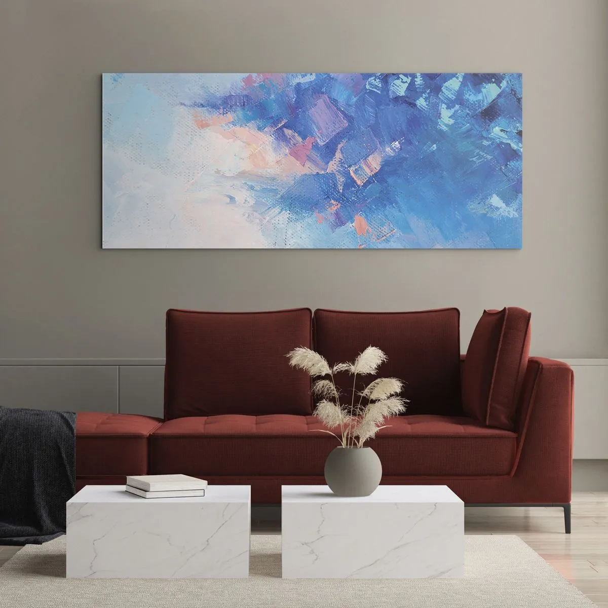 Tablou pe sticlă - Abstracție de iarnă - 100x40 cm