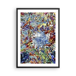 Poster în ramă neagră - Flux abstract de culori și structuri - 50x70cm - Vitraliu de picături - Decorațiune modernă pentru perete pentru living și dormitor ARTTOR