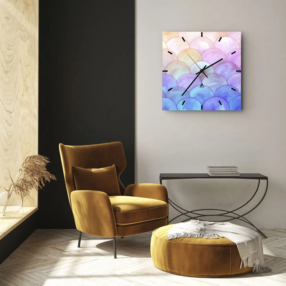 Ceas de perete - Ceas pe sticlă - Coajă de perlă - 30x30 cm
