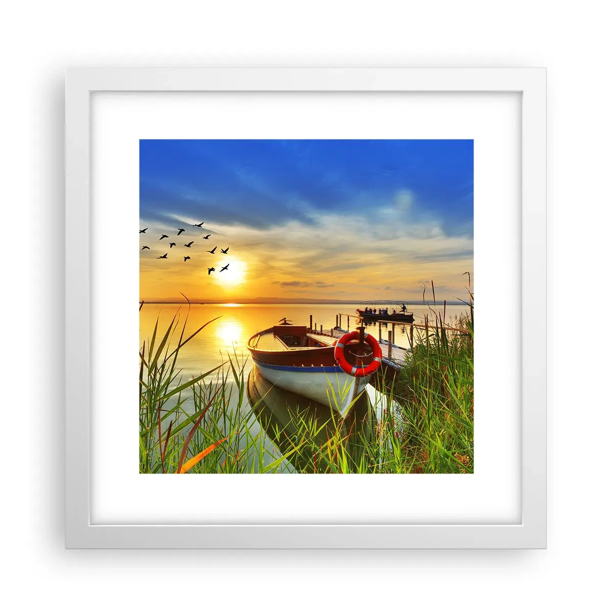 Poster în ramă albă - Cormoranii pleacă deja - 30x30 cm