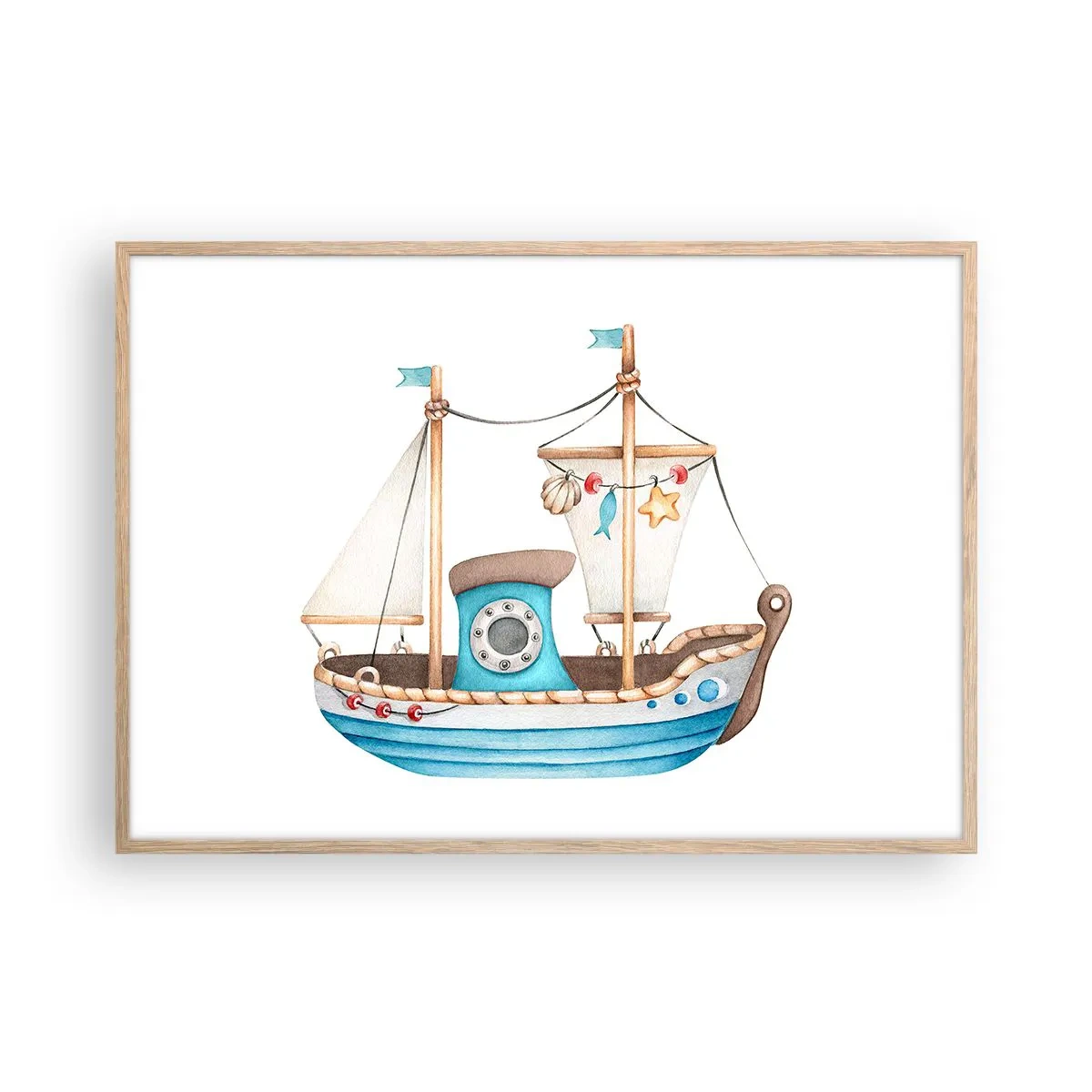 Poster în ramă de stejar deschis - Ahoy aventura! - 100x70 cm