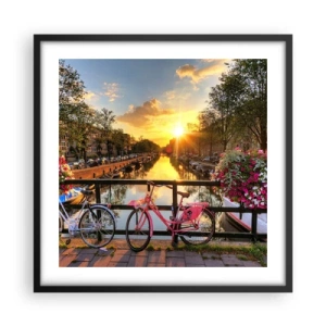Poster în ramă neagră - Dimineața de primăvară în Amsterdam - 50x50 cm