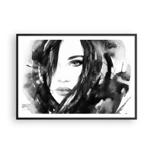 Poster în ramă neagră - Studiu unei dame în alb și negru - 100x70 cm