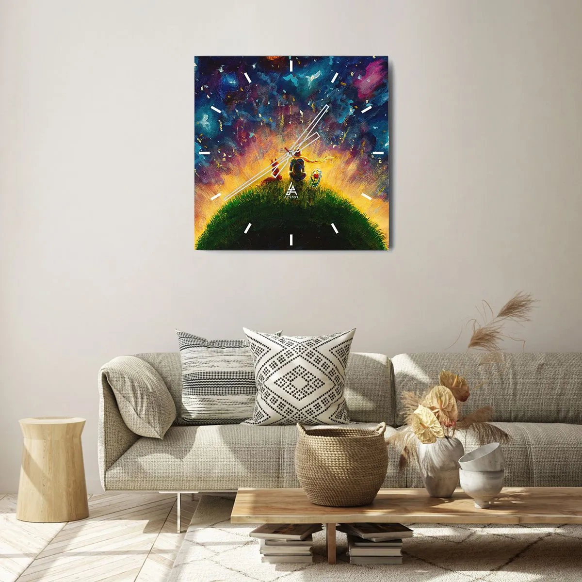 Ceas de perete - Ceas pe sticlă - Dragoste și prietenie - întreaga lume - 30x30 cm