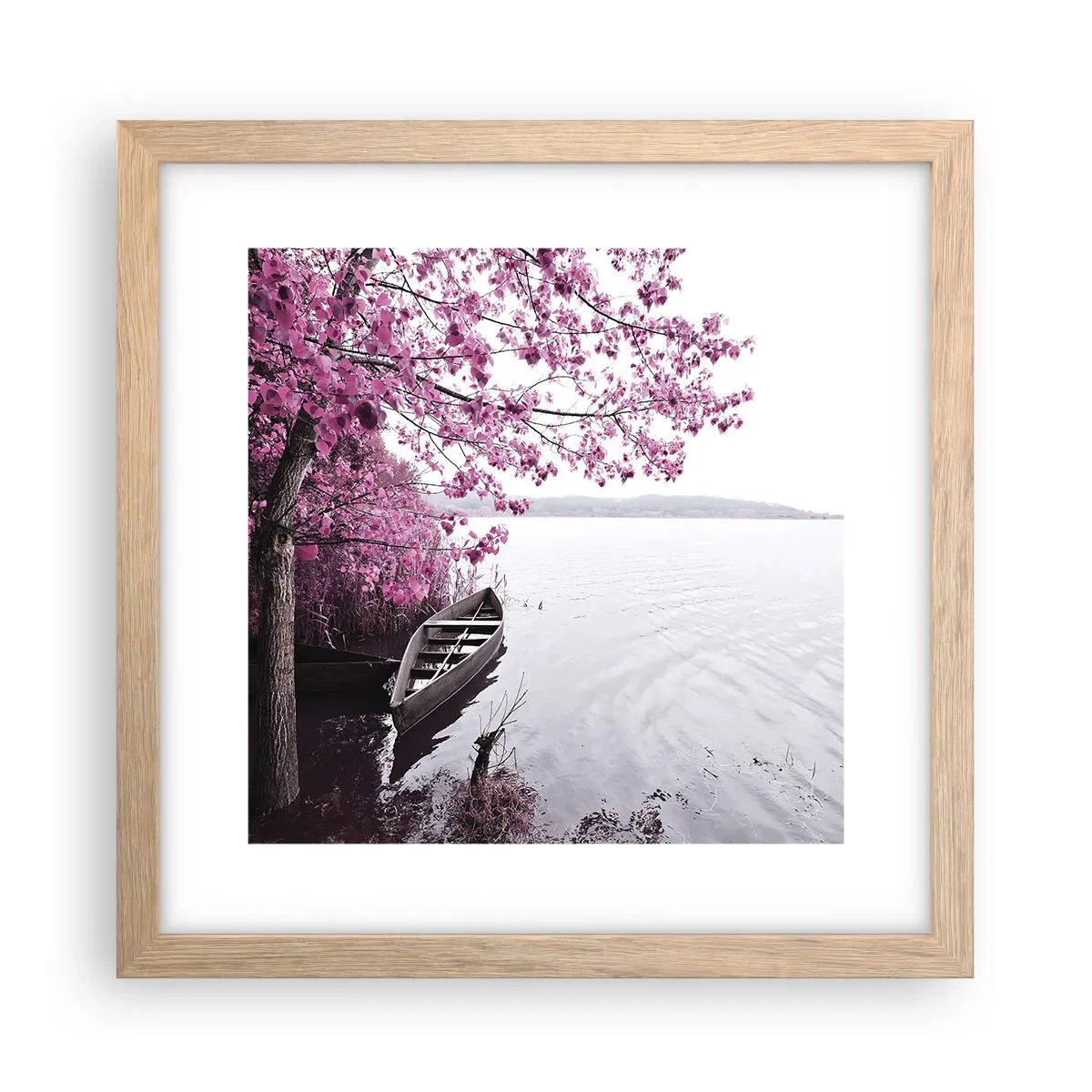 Poster în ramă de stejar deschis - În tăcerea roz - 30x30 cm