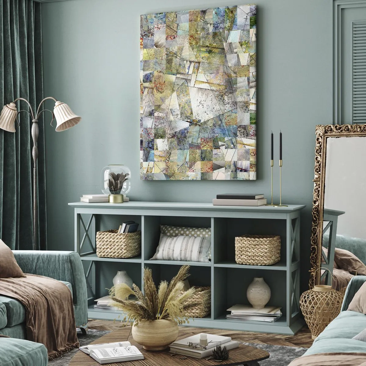 Tablou pe pânză - Remaniere geometrică - 45x80 cm