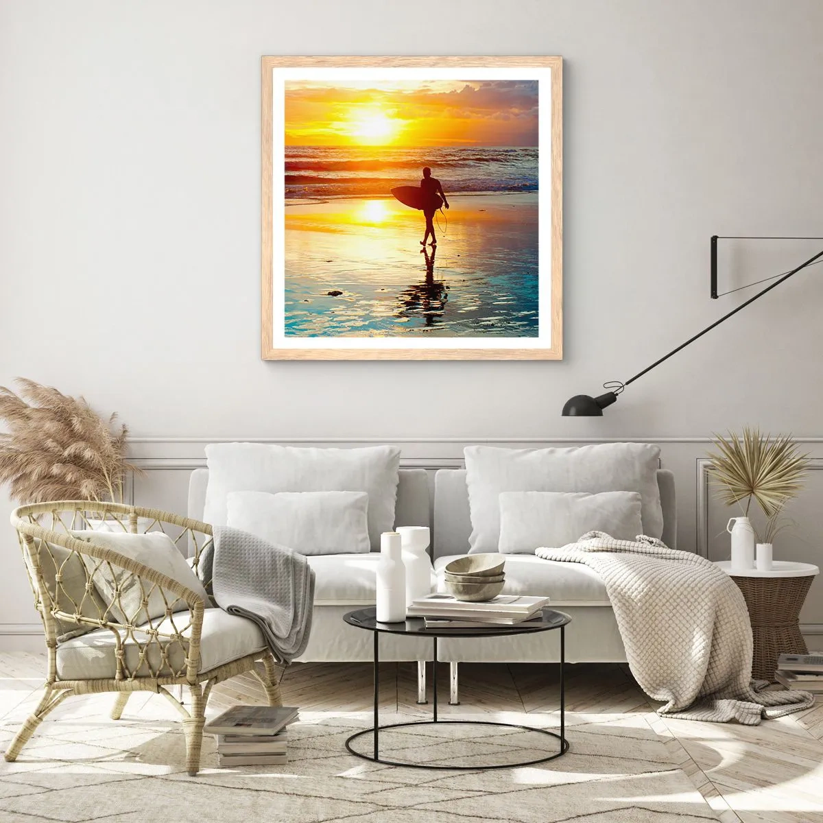 Poster în ramă de stejar deschis - Întoarcerea războinicului - 60x60 cm