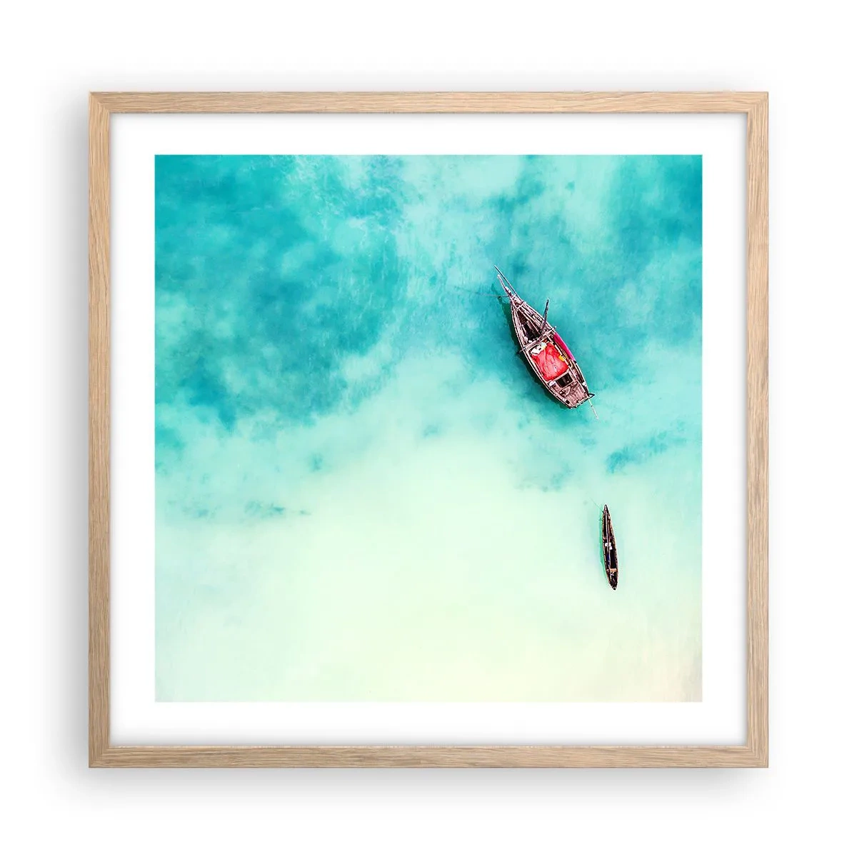 Poster în ramă de stejar deschis - Pe plajele din Zanzibar, când apele în exces... - 50x50 cm