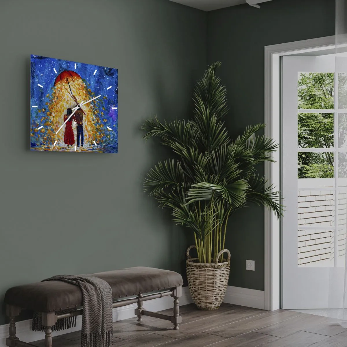 Ceas de perete - Ceas pe sticlă - Magia unei seri ploioase? - 30x30 cm