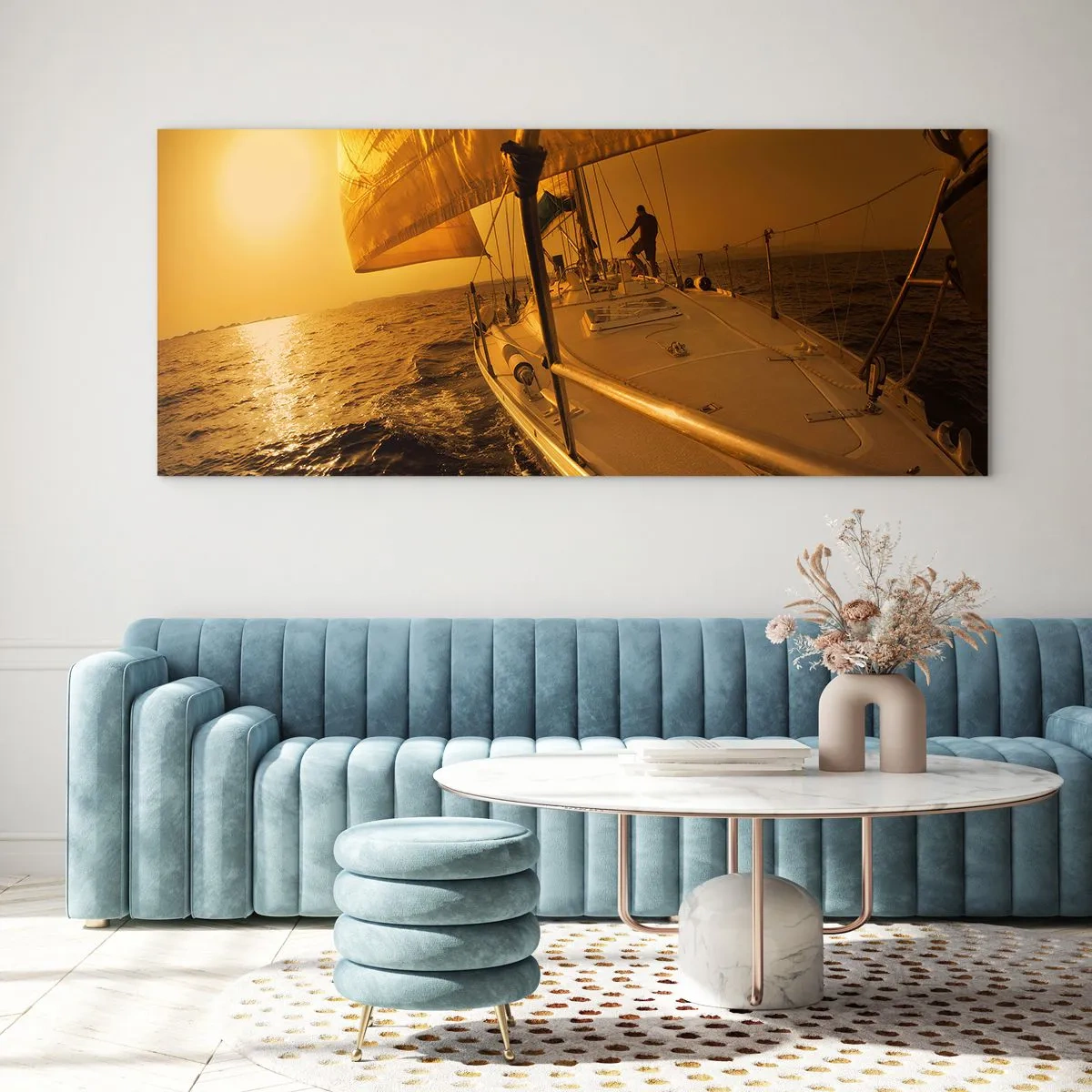 Tablou pe sticlă - O seară aurie după o zi multicoloră - 140x50 cm
