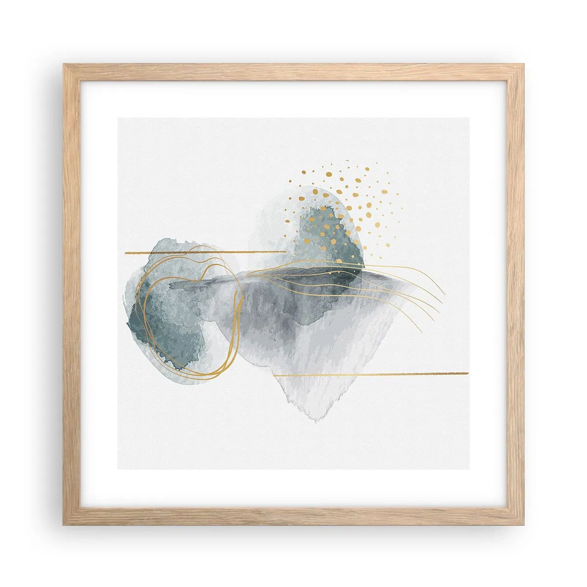 Poster în ramă de stejar deschis - Despre relația dintre gri și auriu - 40x40 cm