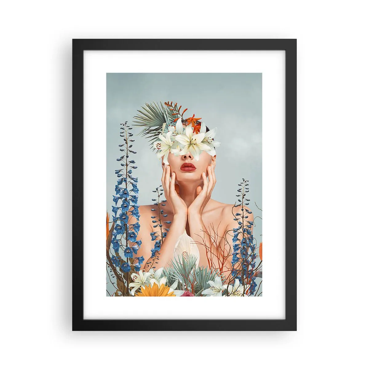 Poster în ramă neagră - Femeia floare - 30x40 cm