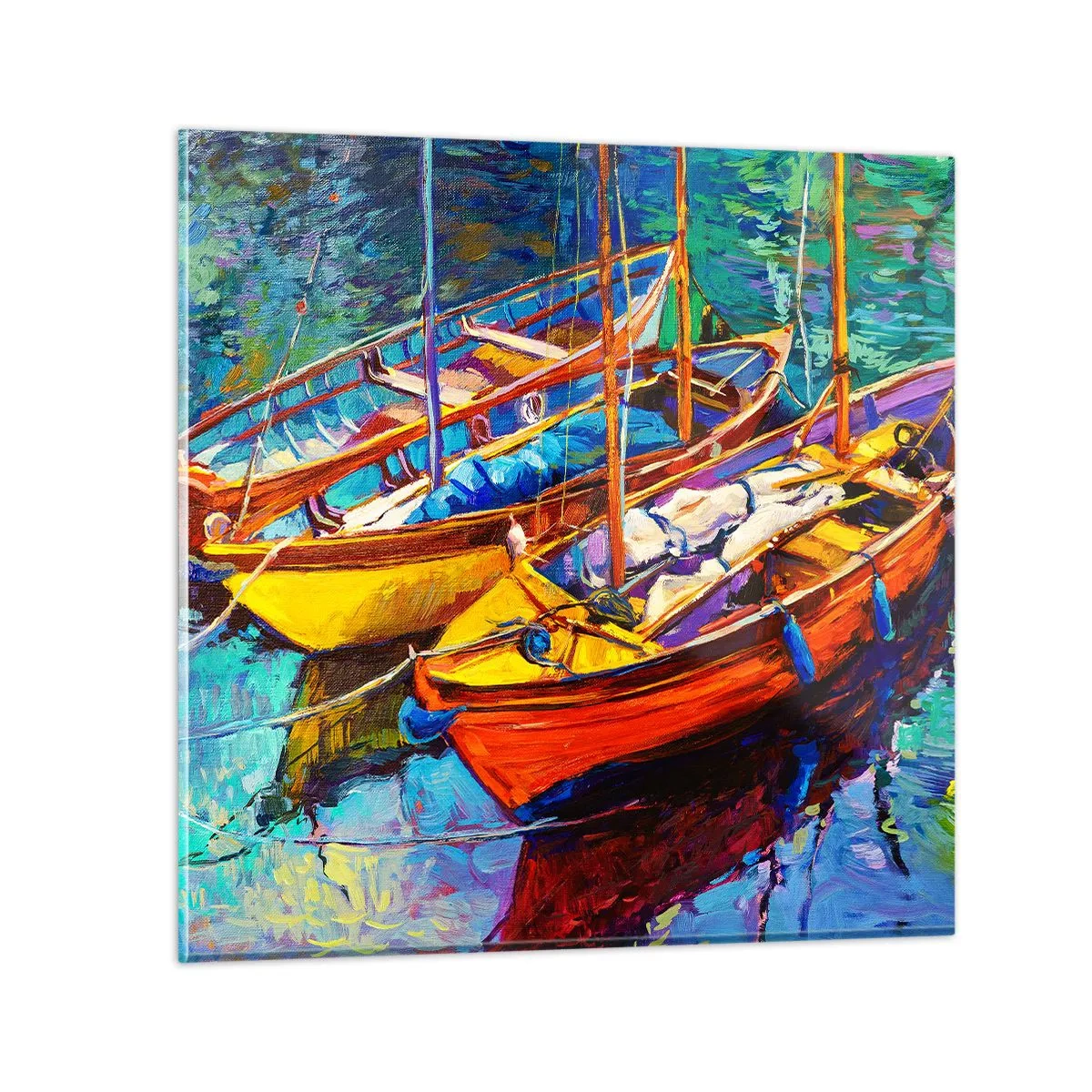 Tablou pe sticlă - Pe o apă plină de culoare - 60x60 cm