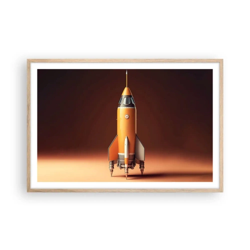 Poster în ramă de stejar deschis - Totul începe cu un vis - 91x61 cm