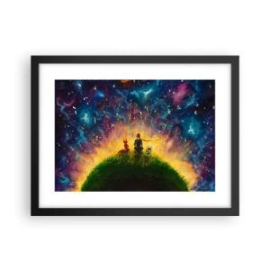 Poster în ramă neagră - Dragoste și prietenie - întreaga lume - 40x30 cm